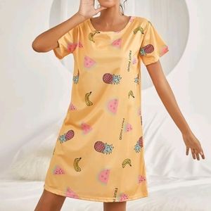 "NEW" Fruit and Letter Graphic Pajama Dress